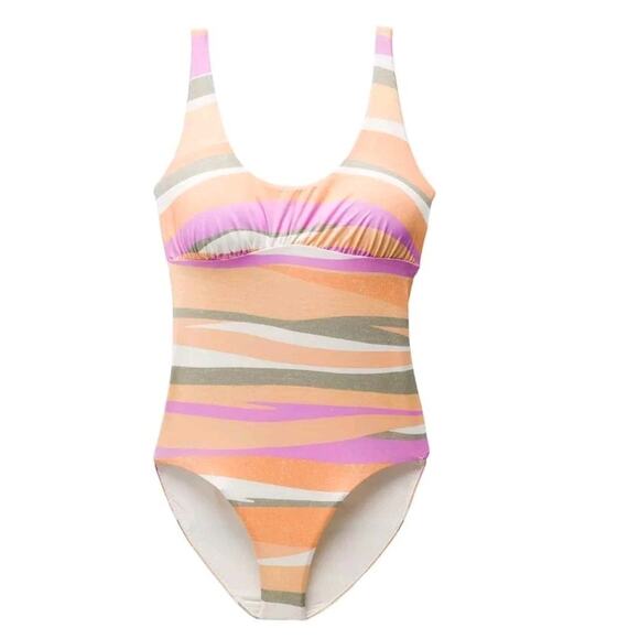 NEW prAna Womens Mallorca Swim Bathing Suit One Piece Size XL Waves Striped - Picture 1 of 13